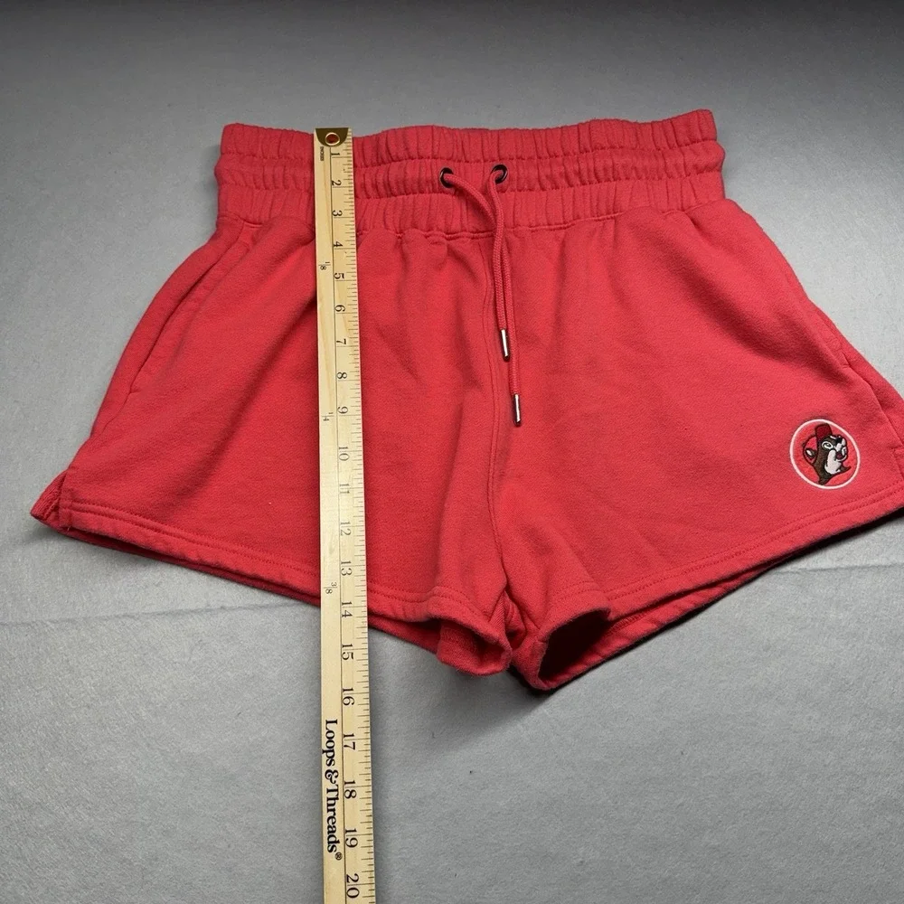 Buc-ee's Women's Pink Fleece Sweat Shorts Drawstring Elastic Waist Logo MD